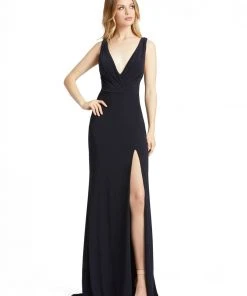 Ieena For Mac Duggal Shop For CLASSIC V-NECK WRAP EVENING GOWN