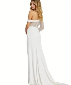 Mac Duggal One Shoulder Pearl Bodice Gown Shop For