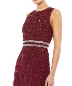 Mac Duggal Shop For Sequined Sleeveless Midi Sheath Dress