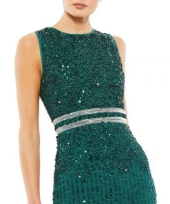 Mac Duggal Shop For Sequined Sleeveless Midi Sheath Dress