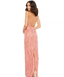 Mac Duggal Embellished Open Back Sleeveless Column Gown