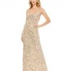 Mac Duggal Soft Gold Sequined Evening Gown Shop For