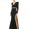 Mac Duggal Sequined Puff Shoulder Rhinestone Dot Gown Shop For