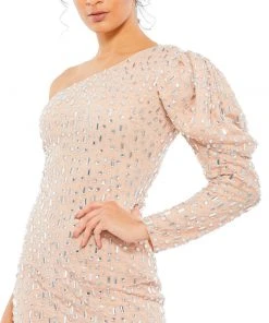 Ieena For Mac Duggal Shop For Bejeweled One-Shoulder Mini Dress