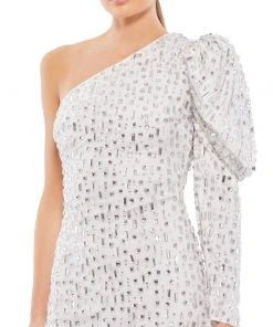 Ieena For Mac Duggal Shop For Bejeweled One-Shoulder Mini Dress