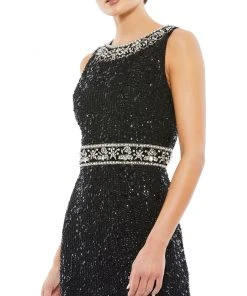 Mac Duggal Sleeveless Embellished Midi Sheath Dress