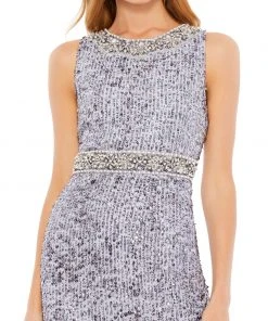 Mac Duggal Sleeveless Embellished Midi Sheath Dress