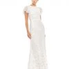 Mac Duggal Floral Embellished Flutter Sleeve Evening Gown Shop For