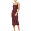 Mac Duggal Embellished Square Neck Midi Sheath Dress