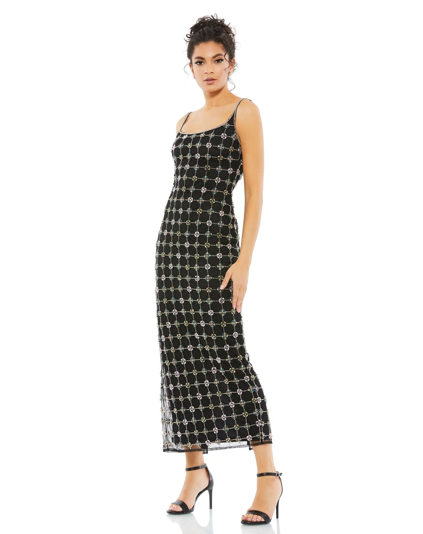 Mac Duggal Geometric Beaded Scoop Neck Embellished Cocktail Dress 1 Mac Duggal Geometric Beaded Scoop Neck Embellished Cocktail Dress