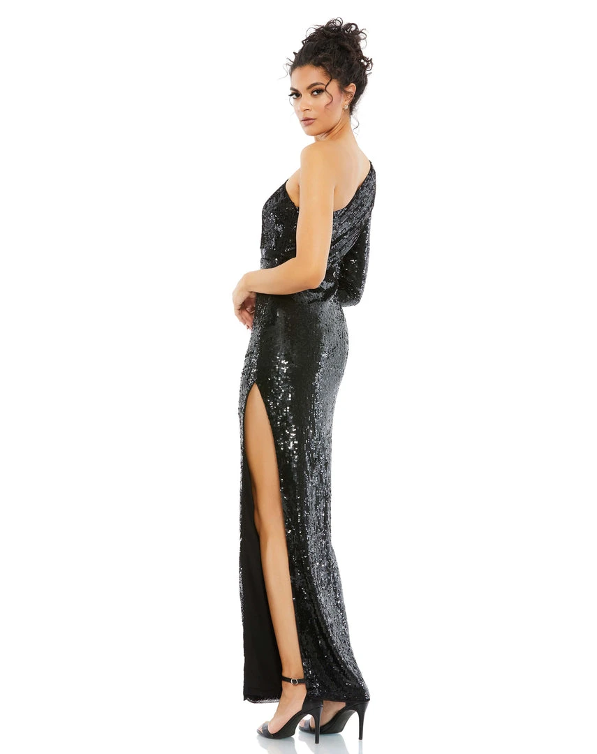 Mac Duggal Shop For Sequined One Sleeve High Slit Gown 2 Mac Duggal Shop For Sequined One Sleeve High Slit Gown