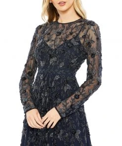 Mac Duggal Beaded Illusion A-Line Cocktail Dress Shop For