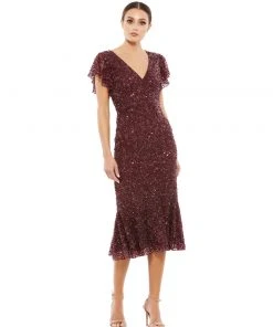 Mac Duggal Shop For Sequined Flutter Sleeve Midi Dress 14 Mac Duggal Shop For Sequined Flutter Sleeve Midi Dress