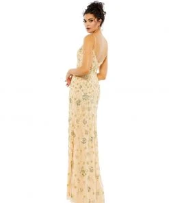 Mac Duggal Shop For Floral Embellished V-Neck Gown