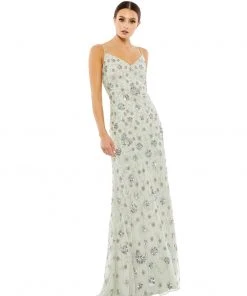 Mac Duggal Shop For Floral Embellished V-Neck Gown