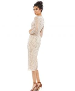 Mac Duggal Embellished Illusion Sleeve Cocktail Dress Shop For