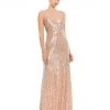 Mac Duggal Sequined Spaghetti Strap V-Neck Gown