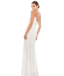 Mac Duggal Sequined Spaghetti Strap V-Neck Gown