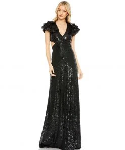 Mac Duggal Shop For Sequined Ruffled Cutout Open Back Gown 14 Mac Duggal Shop For Sequined Ruffled Cutout Open Back Gown