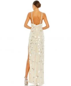 Mac Duggal Crystal Embellished Cascade Open Back Column Gown 6 Mac Duggal Crystal Embellished Cascade Open Back Column Gown