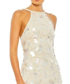 Mac Duggal Crystal Embellished Cascade Open Back Column Gown 7 Mac Duggal Crystal Embellished Cascade Open Back Column Gown