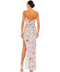 Mac Duggal Embellished Lace Sleeveless V Neck Gown