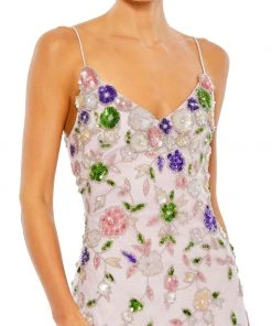 Mac Duggal Embellished Lace Sleeveless V Neck Gown