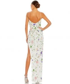 Mac Duggal Embellished Lace Sleeveless V Neck Gown