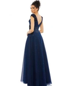 Mac Duggal Floral Applique A-Line Evening Gown 9 Mac Duggal Floral Applique A-Line Evening Gown