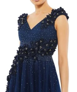 Mac Duggal Floral Applique A-Line Evening Gown 11 Mac Duggal Floral Applique A-Line Evening Gown