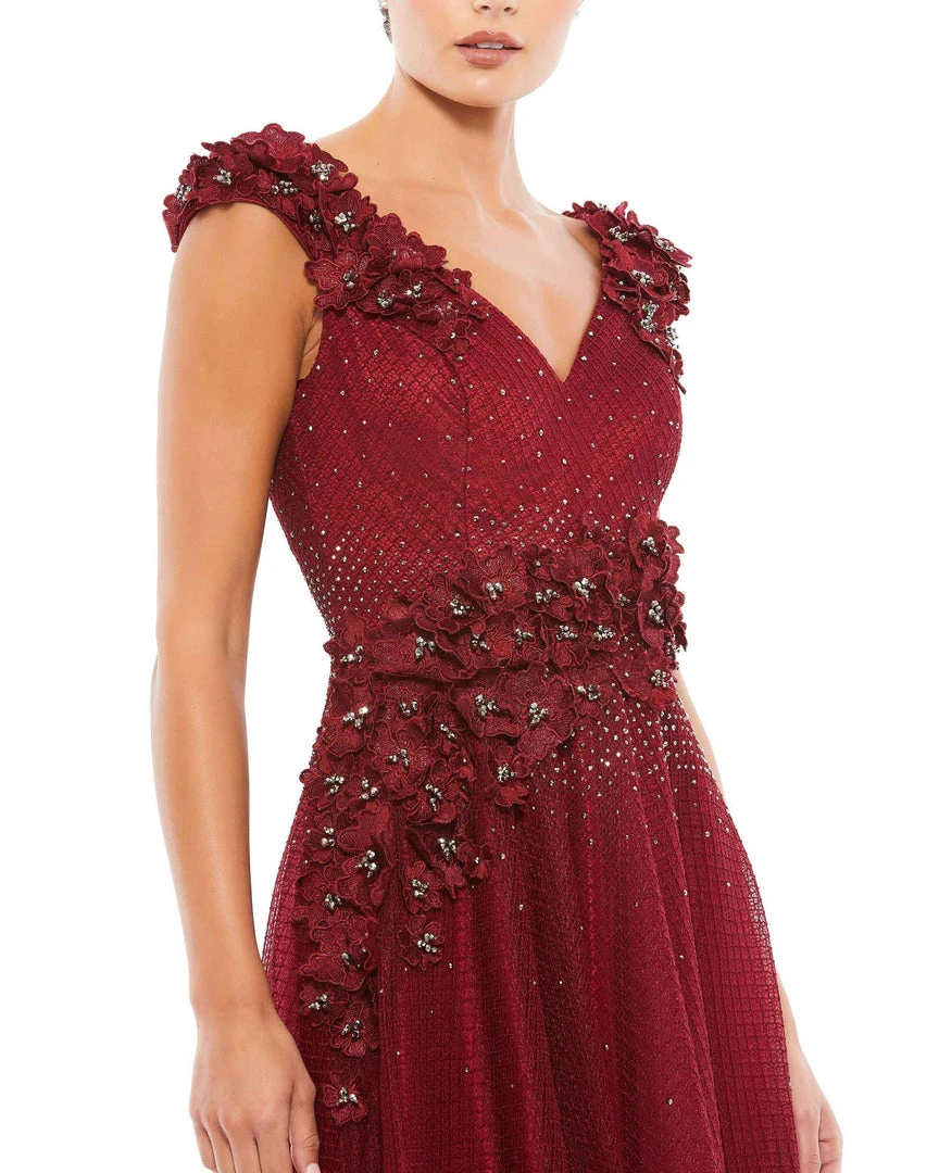 Mac Duggal Floral Applique A-Line Evening Gown 3 Mac Duggal Floral Applique A-Line Evening Gown