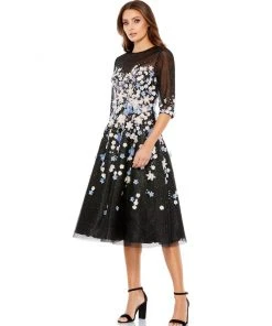 Mac Duggal Floral A-Line Cocktail Dress