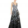 Mac Duggal Shop For Floral Applique Sleeveless A-Line Evening Gown
