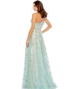 Mac Duggal Embellished Bow One Shoulder A Line Gown