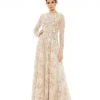 Mac Duggal Floral Beaded Long Sleeve Gown Shop For