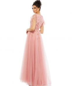 Mac Duggal Shop For Embellished Cap Sleeve V Neck Gown