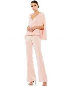 Ieena For Mac Duggal Two Piece Long Split Sleeve Pant Suit