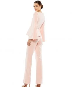 Ieena For Mac Duggal Two Piece Long Split Sleeve Pant Suit