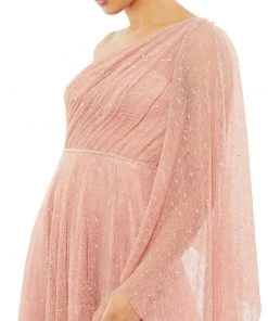 Mac Duggal Shop For One-Shoulder Bell Sleeve Lace Gown