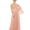 Mac Duggal Shop For One-Shoulder Bell Sleeve Lace Gown