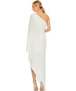 Mac Duggal Shop For One Shoulder Asymmetrical Cape Sleeve Dress