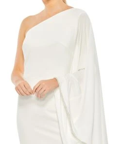Mac Duggal Shop For One Shoulder Asymmetrical Cape Sleeve Dress
