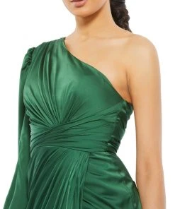 Ieena For Mac Duggal Shop For Draped Satin One Shoulder Ruched Evening Gown