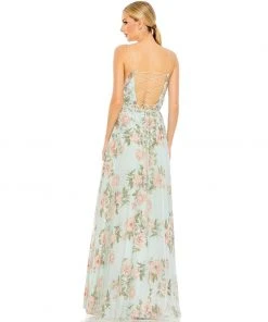 Mac Duggal Shop For Embellished Lace Up Sleeveless Gown
