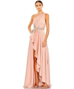 Mac Duggal Embellished One Shoulder Asymmetrical Gown Shop For