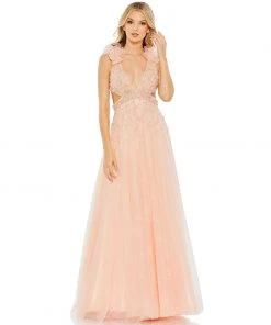 Mac Duggal Shop For Embellished Ruffle Shoulder Cut Out A Line Gown