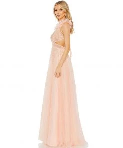 Mac Duggal Shop For Embellished Ruffle Shoulder Cut Out A Line Gown