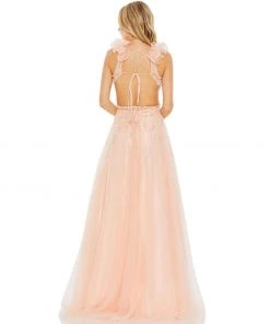 Mac Duggal Shop For Embellished Ruffle Shoulder Cut Out A Line Gown