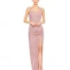 Ieena For Mac Duggal Sequined Halter Strap Low Side Knot Gown Shop For