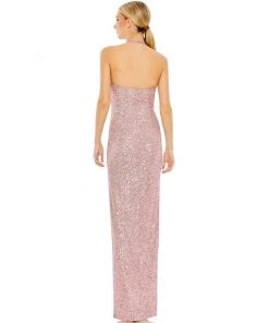 Ieena For Mac Duggal Sequined Halter Strap Low Side Knot Gown Shop For